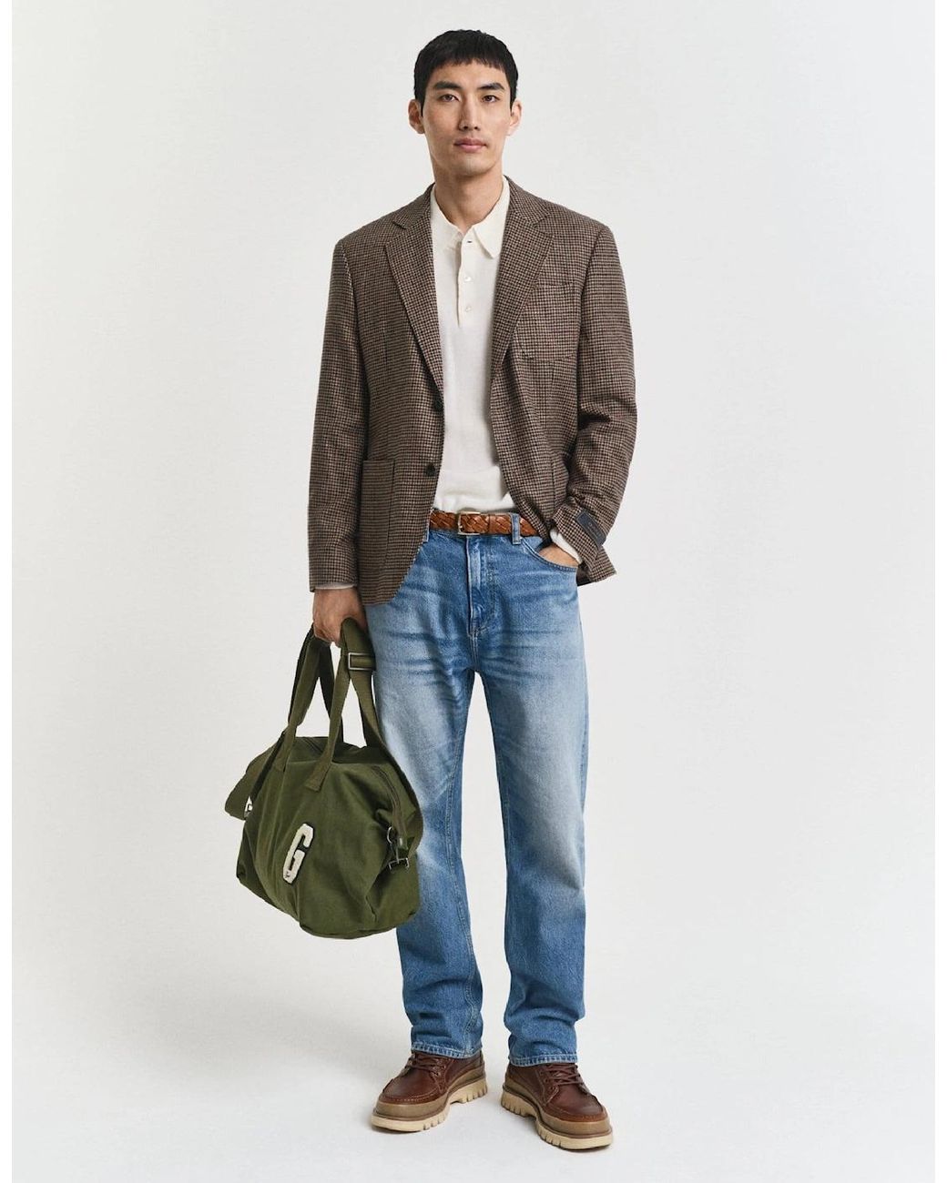 Gant White Superfine Lambswool Polo Shirt for men