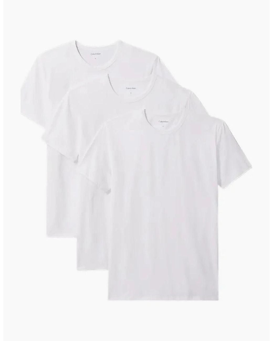 Calvin Klein White 3-Pack Cotton Microfibre Stretch Crew-Neck T-Shirts for men