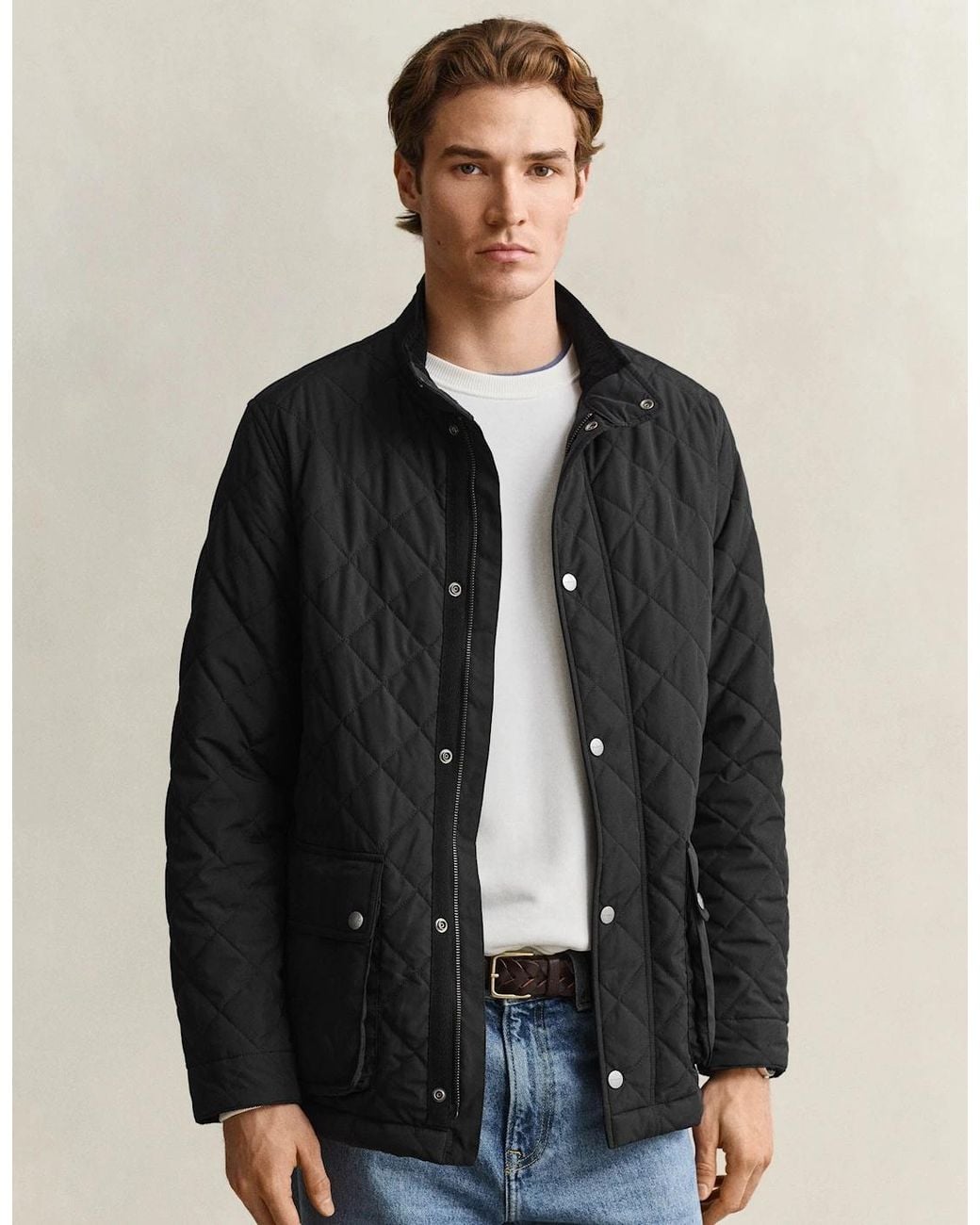Gant Black Quilted Mid Jacket for men