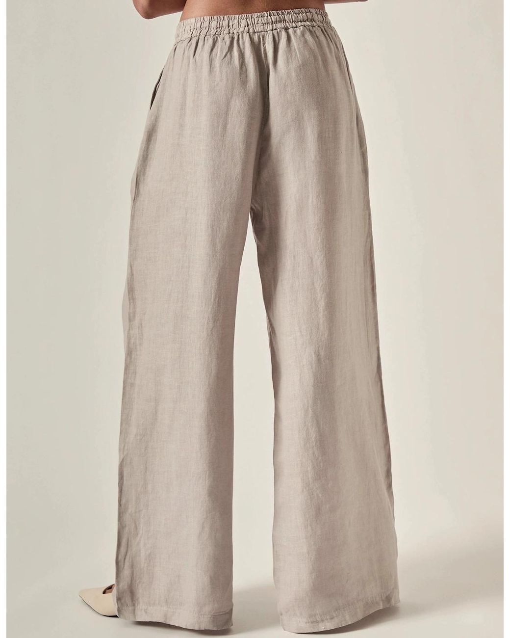 James Lakeland Natural Taupe Pure Linen Trousers