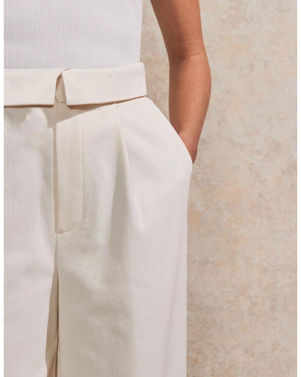 Ro&zo Natural Petite Folded-Waistband Trousers