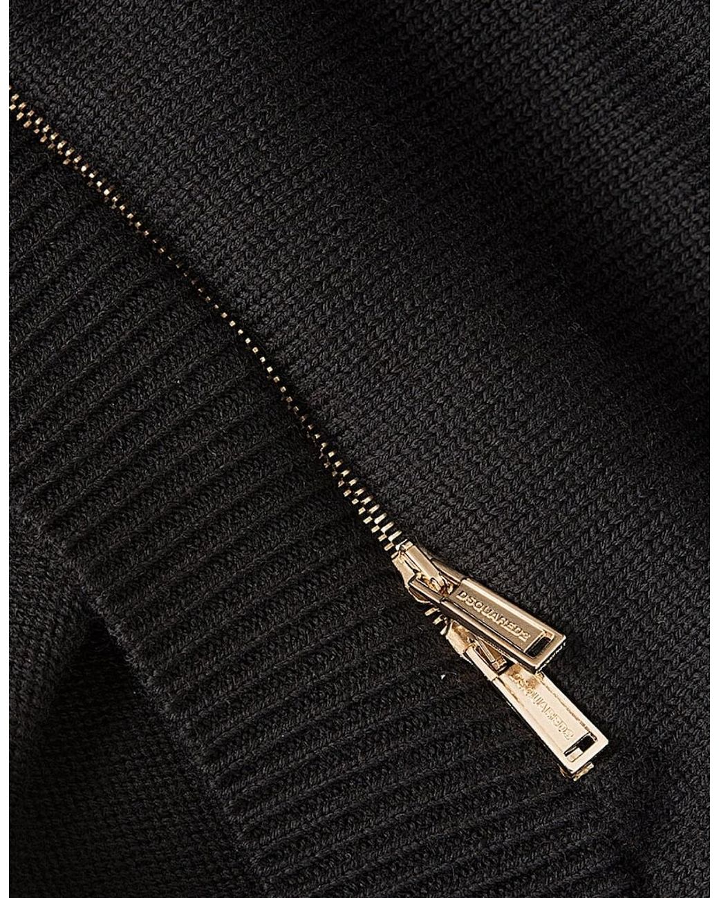 DSquared² Black Dsquared Zip Hem Knitted Jumper