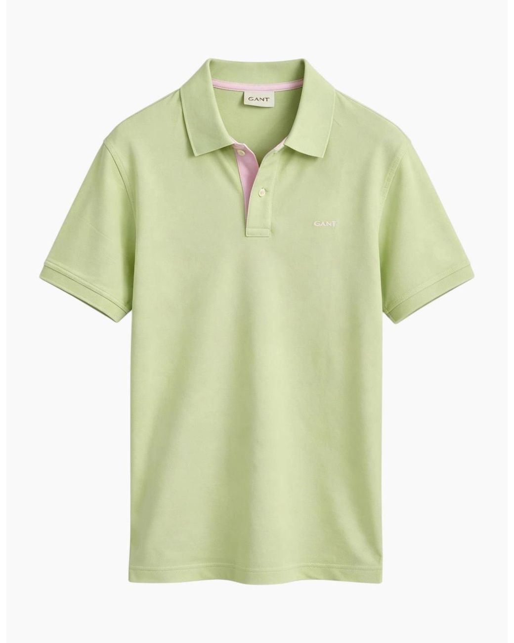 Gant Green Polo Shirt Contrast Short Sleeve Summer Polo Cotton for men