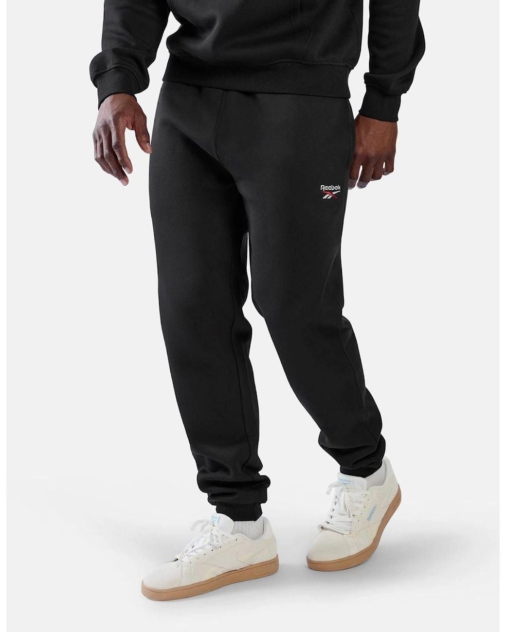 Reebok Black Id 2-Colour Logo Cuffed Joggers Cotton Joggers for men
