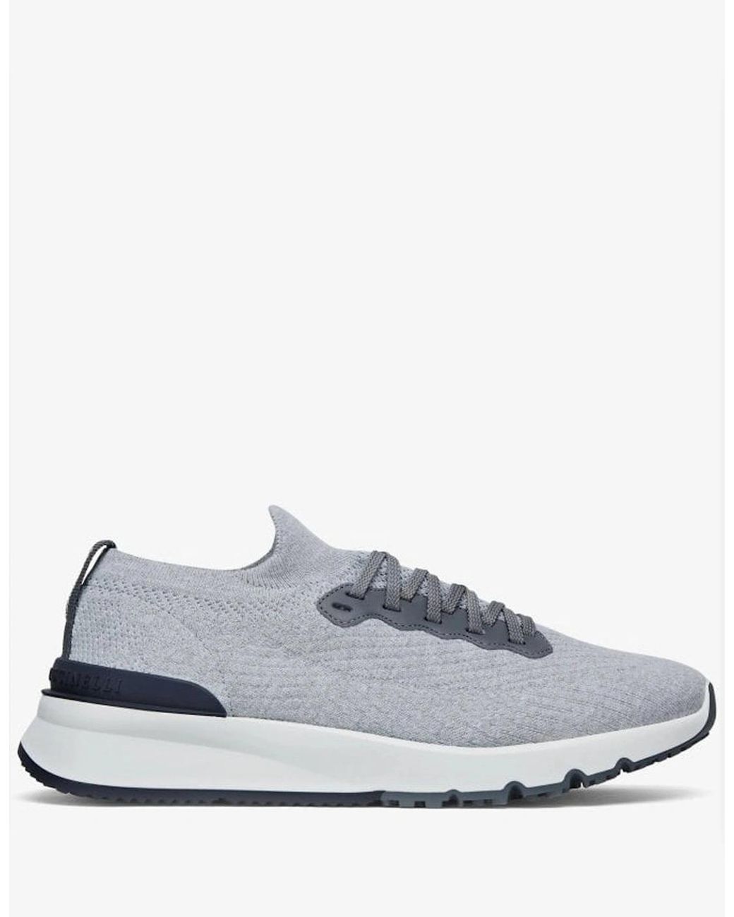 Brunello Cucinelli White Knitted Sneakers for men