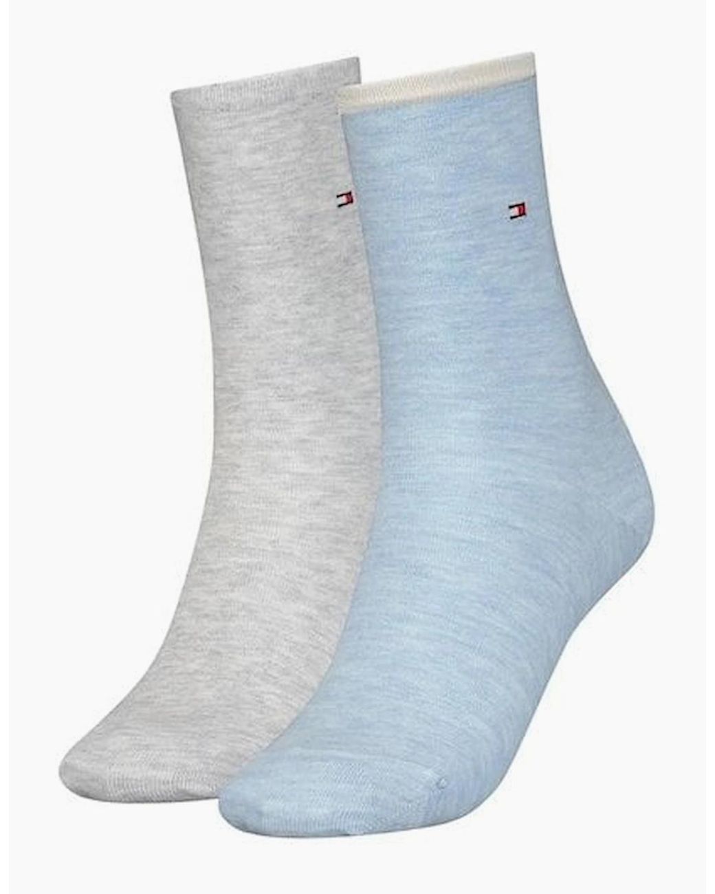 Tommy Hilfiger Blue 2-Pack Classic Embroidered Logo Socks, Light Melange