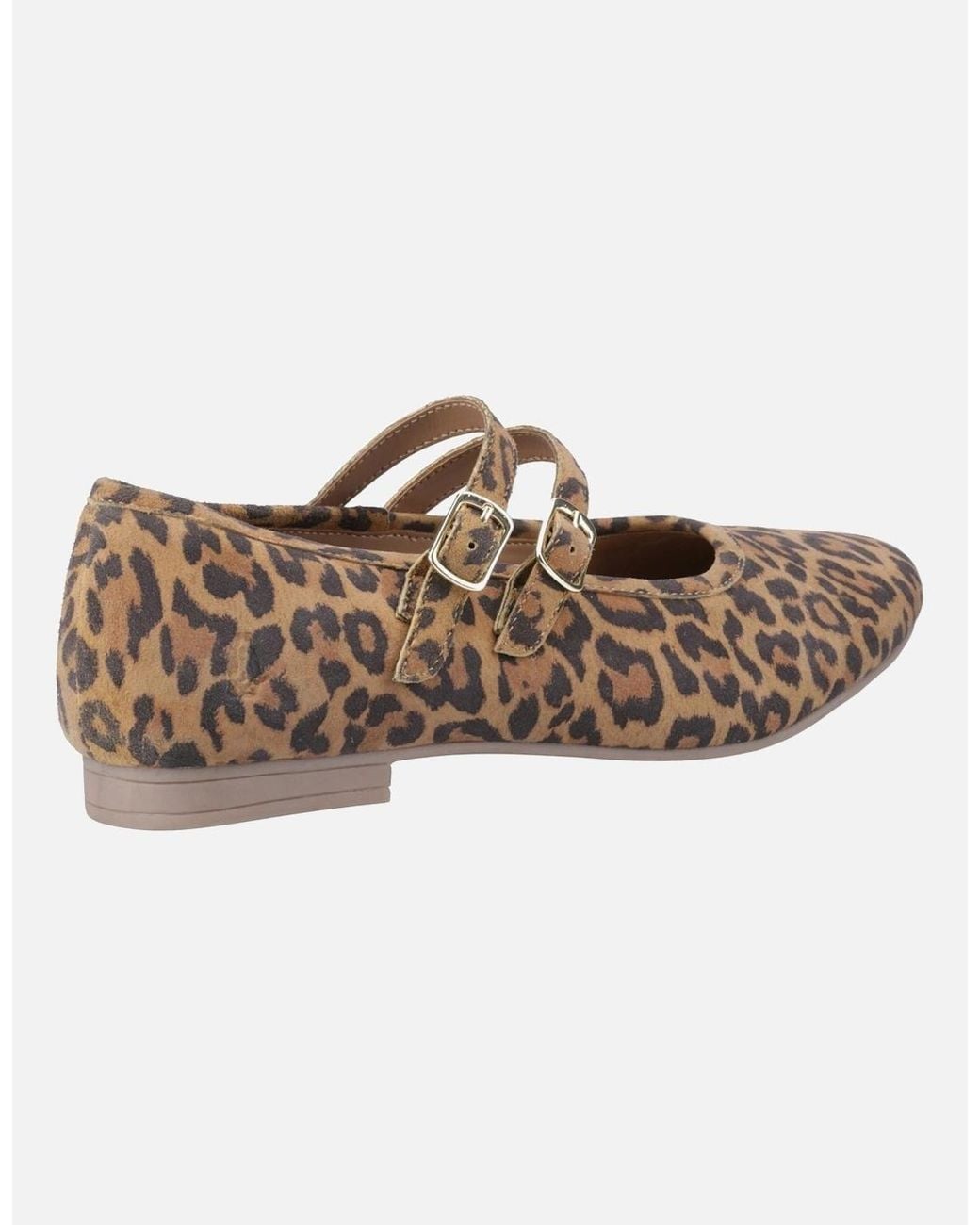 Hush Puppies White Nancy Mary Jane Leather Leopard Flats
