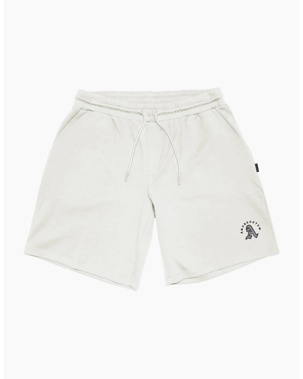 Aquascutum White Fleece Jogger Shorts for men
