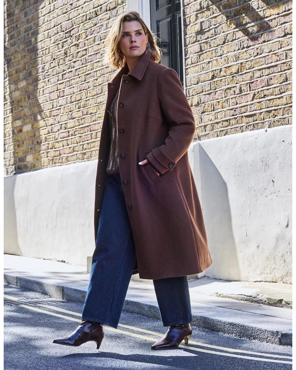 Live Unlimited London Blue Wool Blend Longline Coat