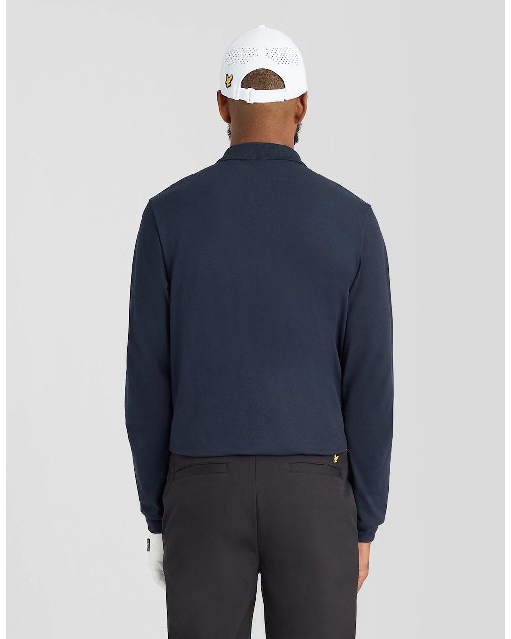 Lyle & Scott Blue Technical Long Sleeve Polo Shirt for men