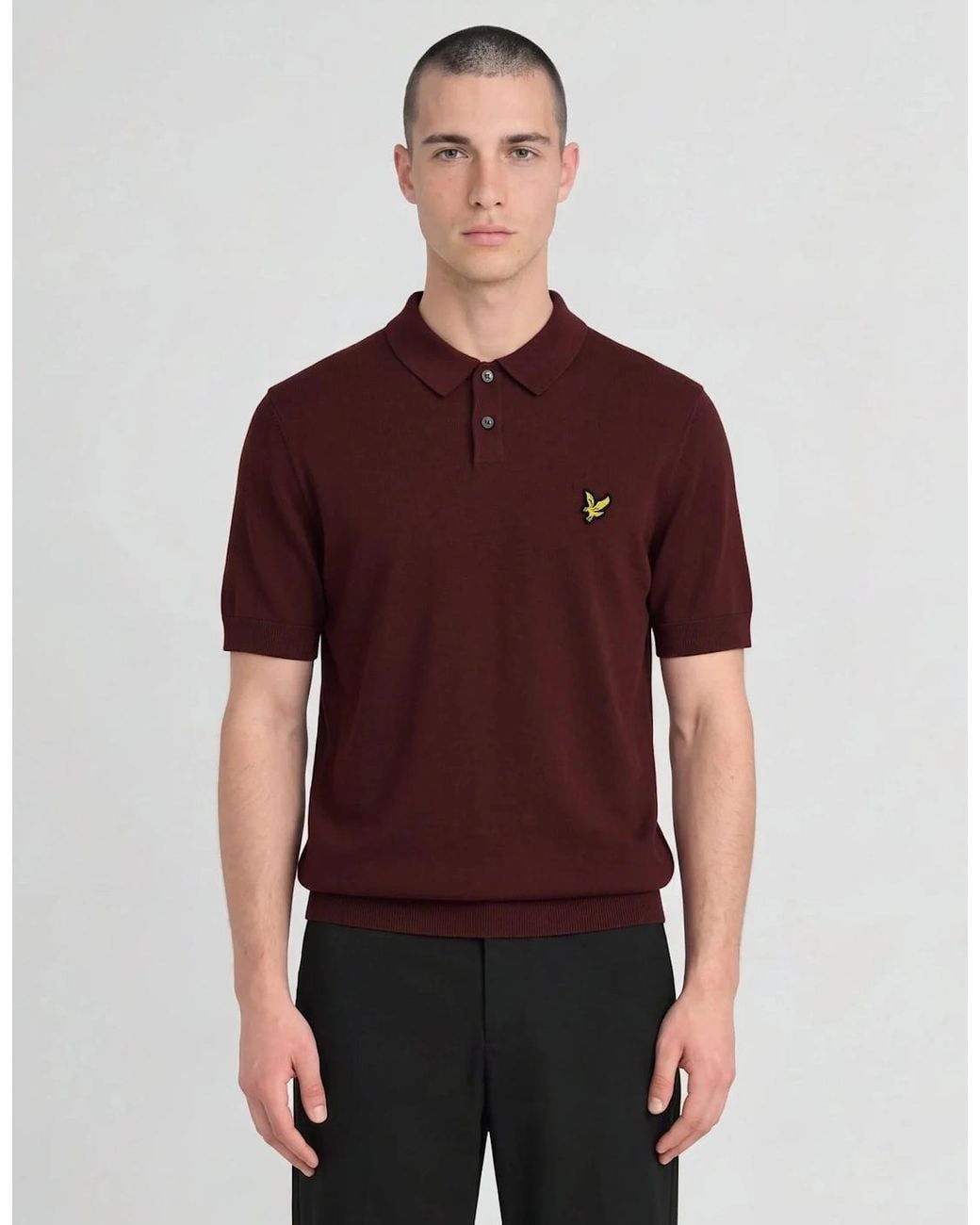 Lyle & Scott Red Lyle & Scott Archive Knitted Polo Claret Jug for men