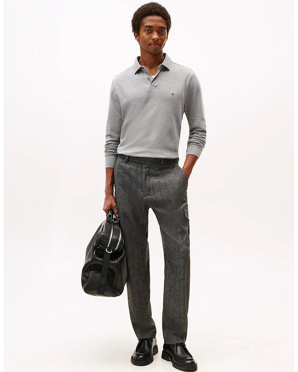 Tommy Hilfiger Gray 1985 Regular Long Sleeve Polo Shirt for men