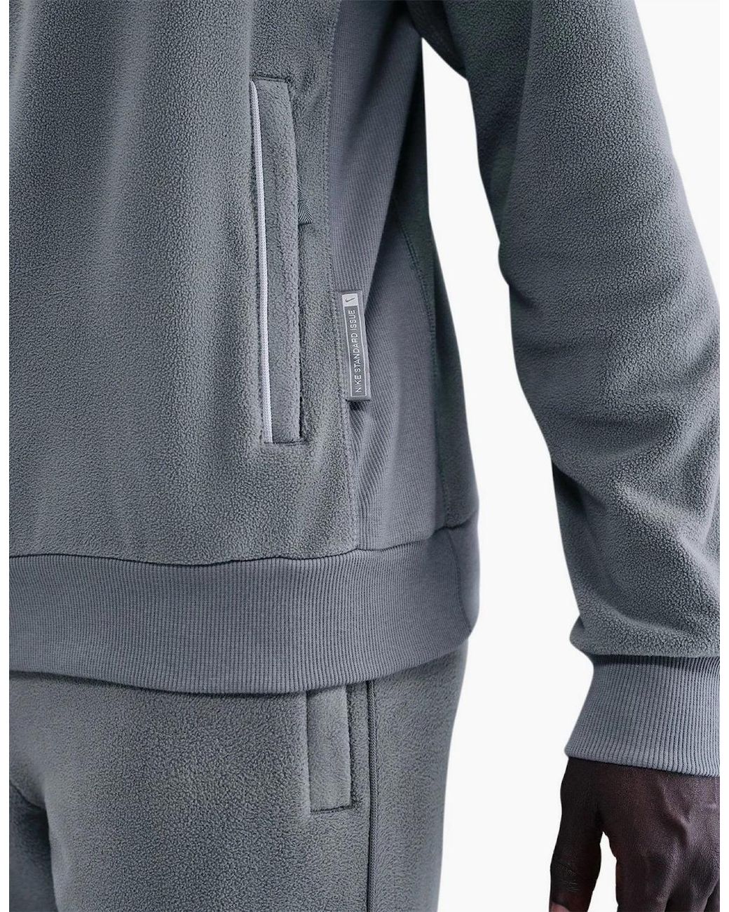 Nike Gray Fc Barcelona Therma Fit Logo Collared Drill Top for men
