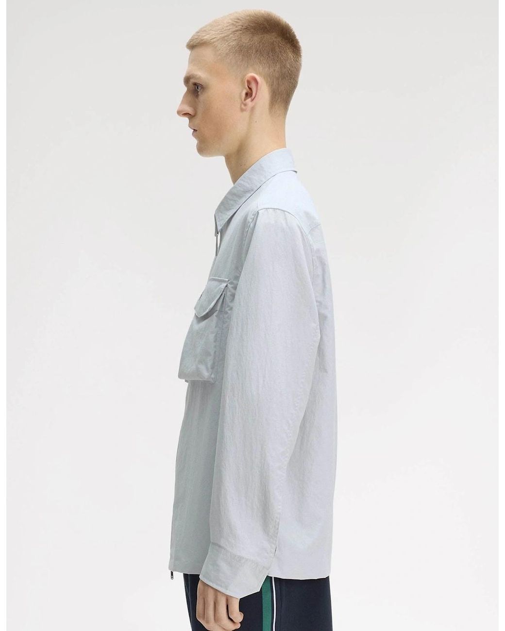 Fred Perry Gray Ripstop Pocket Overshirt for men