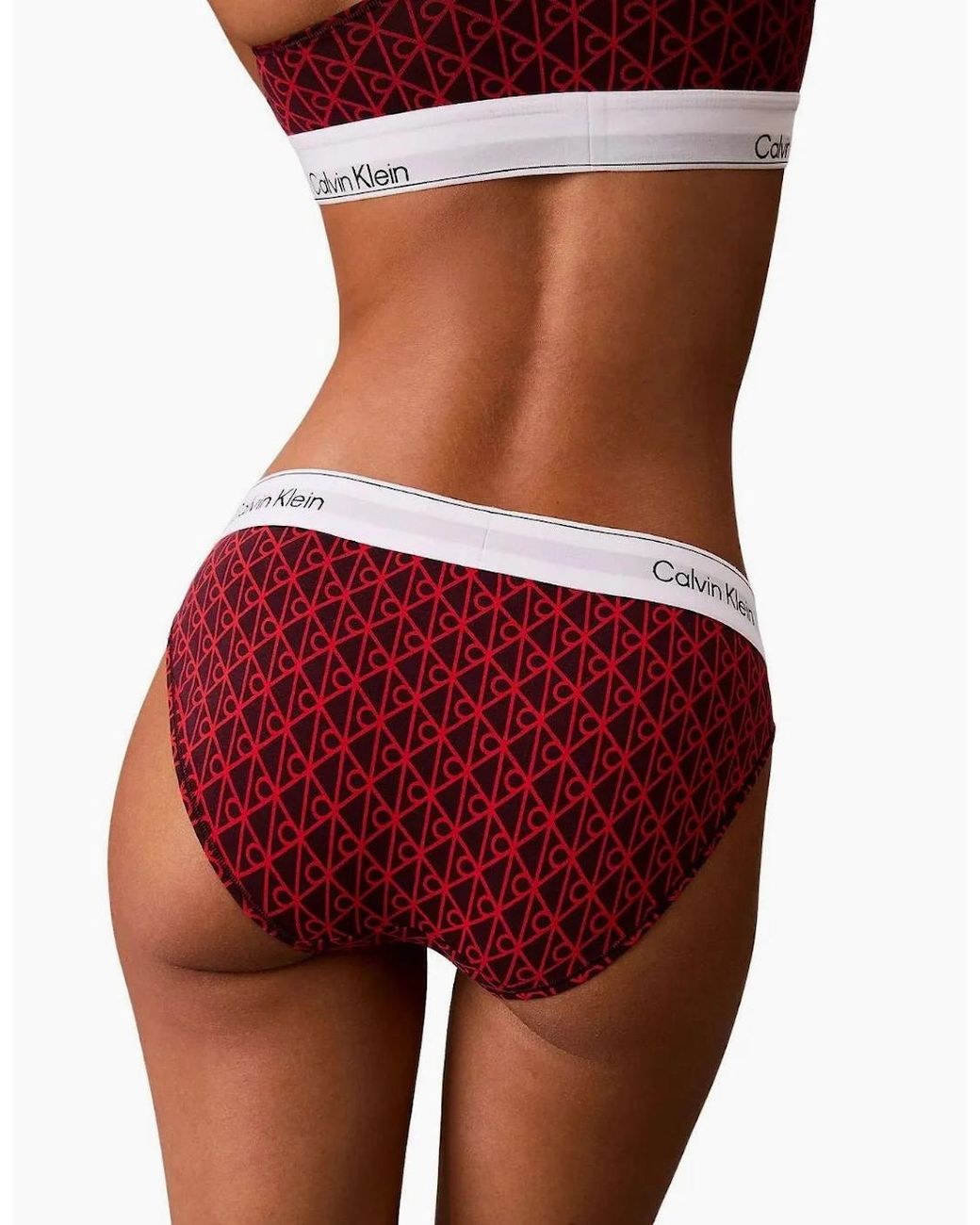 Calvin Klein Red Icon Cotton Modal Bikini Brief, Dark Berry Emblem