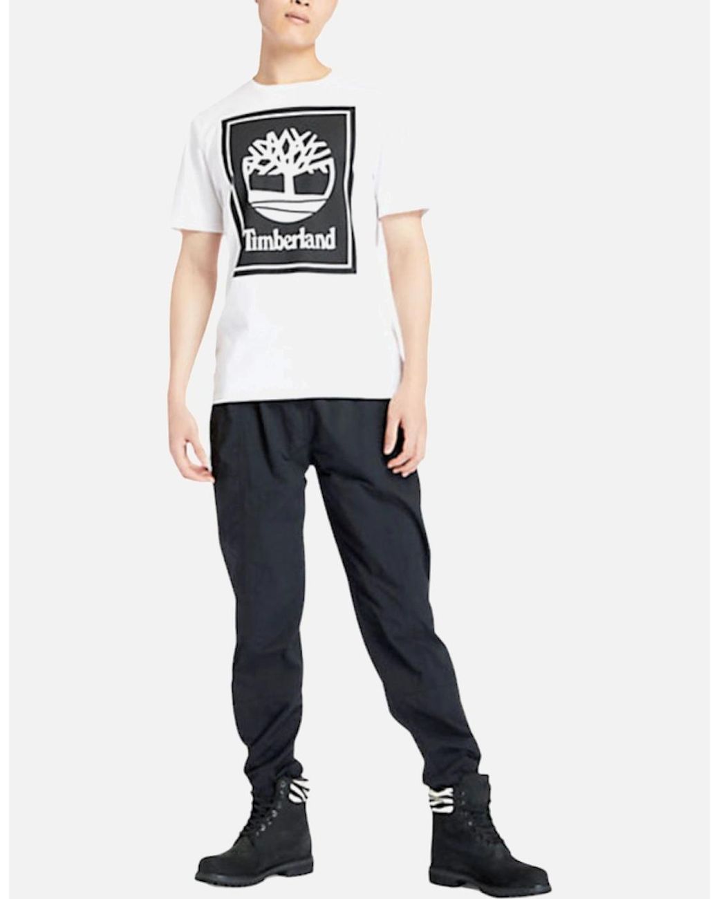 Timberland White Printed T Shirts Short Sleeve Casual Cotton Top Quick Dry Tee for men