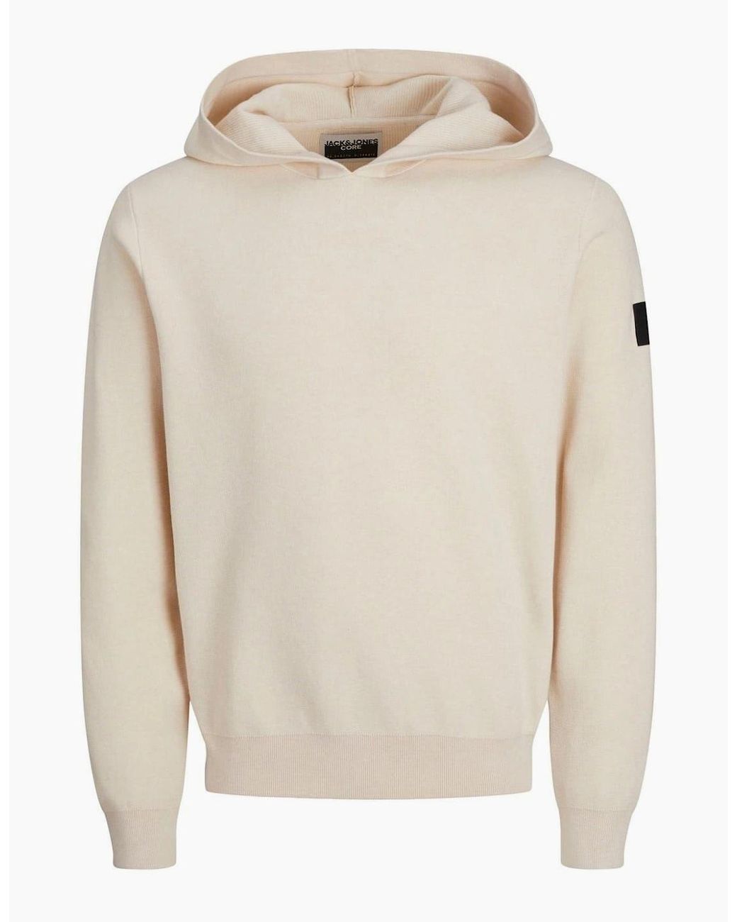 Jack & Jones White Knit Hooded Regular Fit Sweatshirt for men