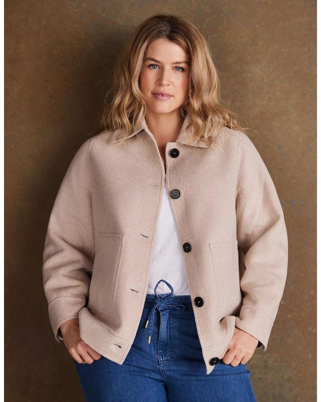 Live Unlimited London Natural Oatmeal Short Double Faced Jacket