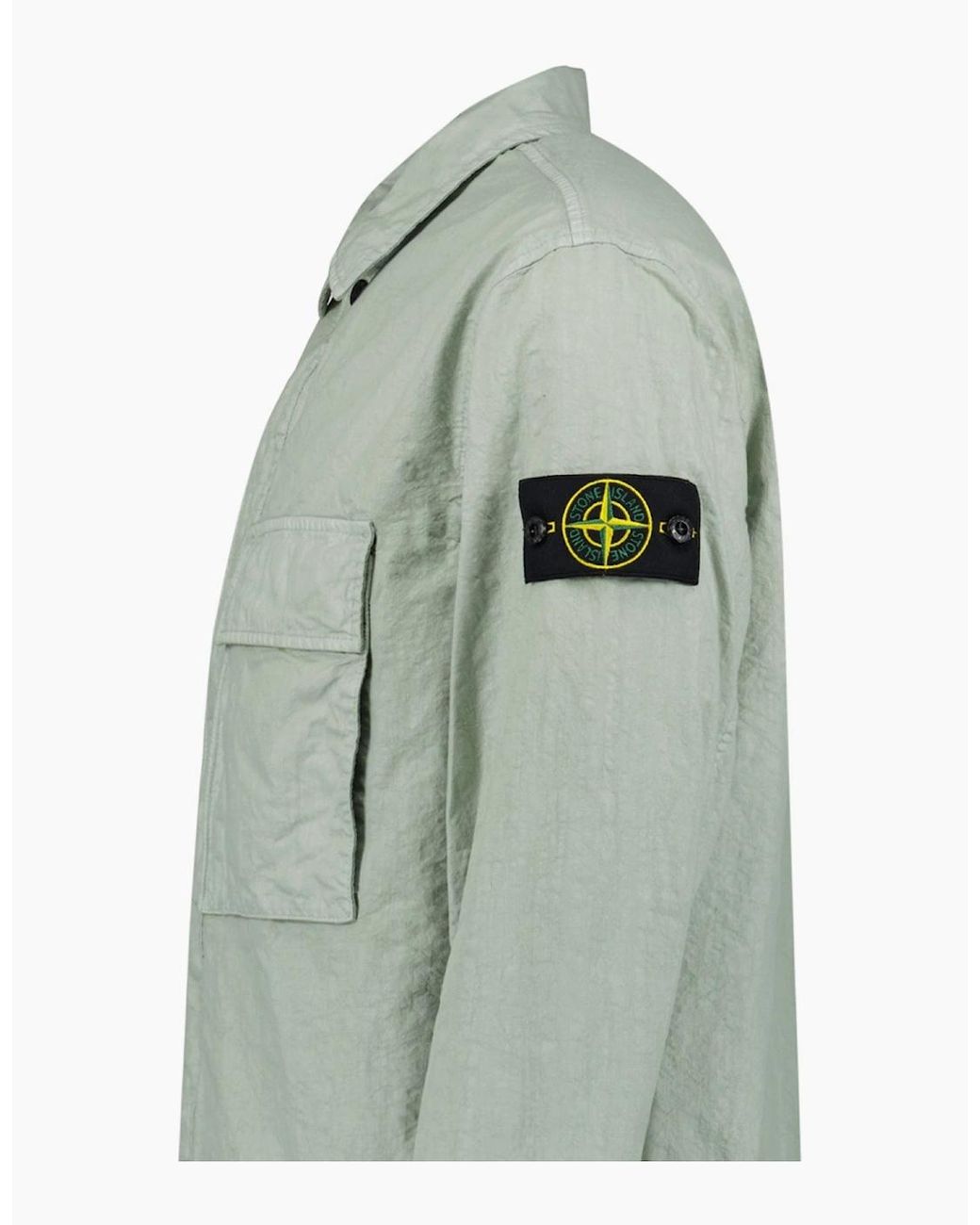 Stone Island Green Organic-Look Nylon Panama-Tc Overshirt for men