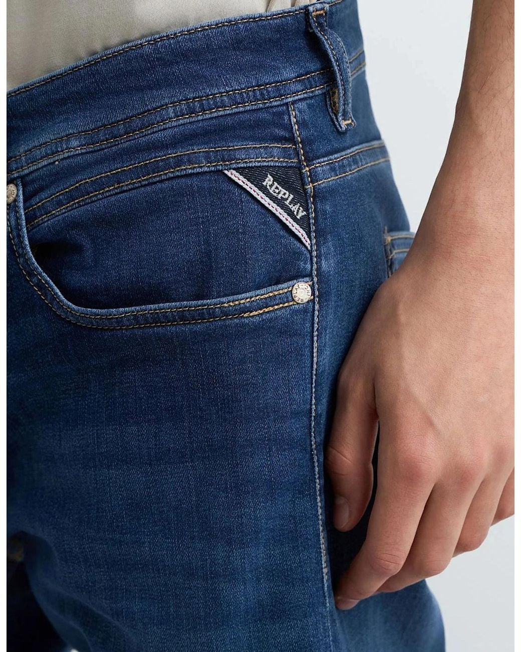 Replay Blue Glover Dna 573 Straight Fit Jean Deep for men