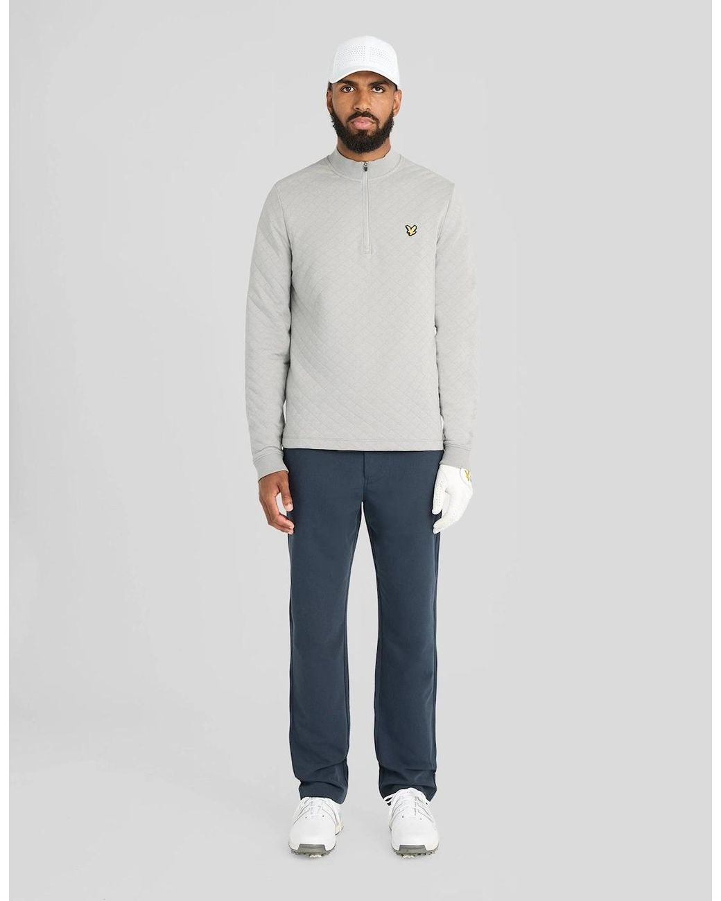 Lyle & Scott White Quilted 1/4 Zip Midlayer for men