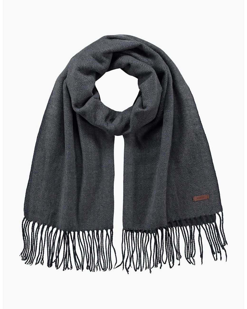 Barts Black Soho Wide Herrinbone Outdoor Scarves for men