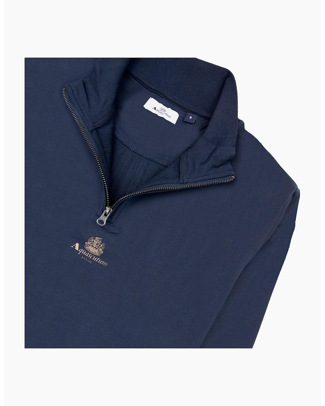 Aquascutum Blue Small Logo Quarter Zip 11 for men