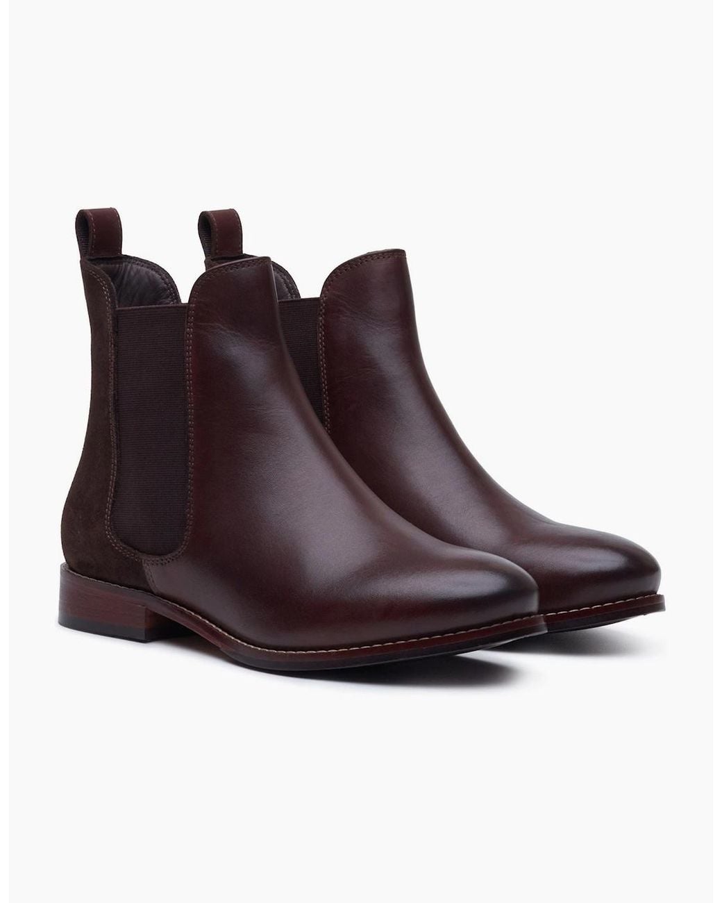 Hush Puppies Purple Colette Leather Chocolate Wide Fit Flat Chelsea Boots