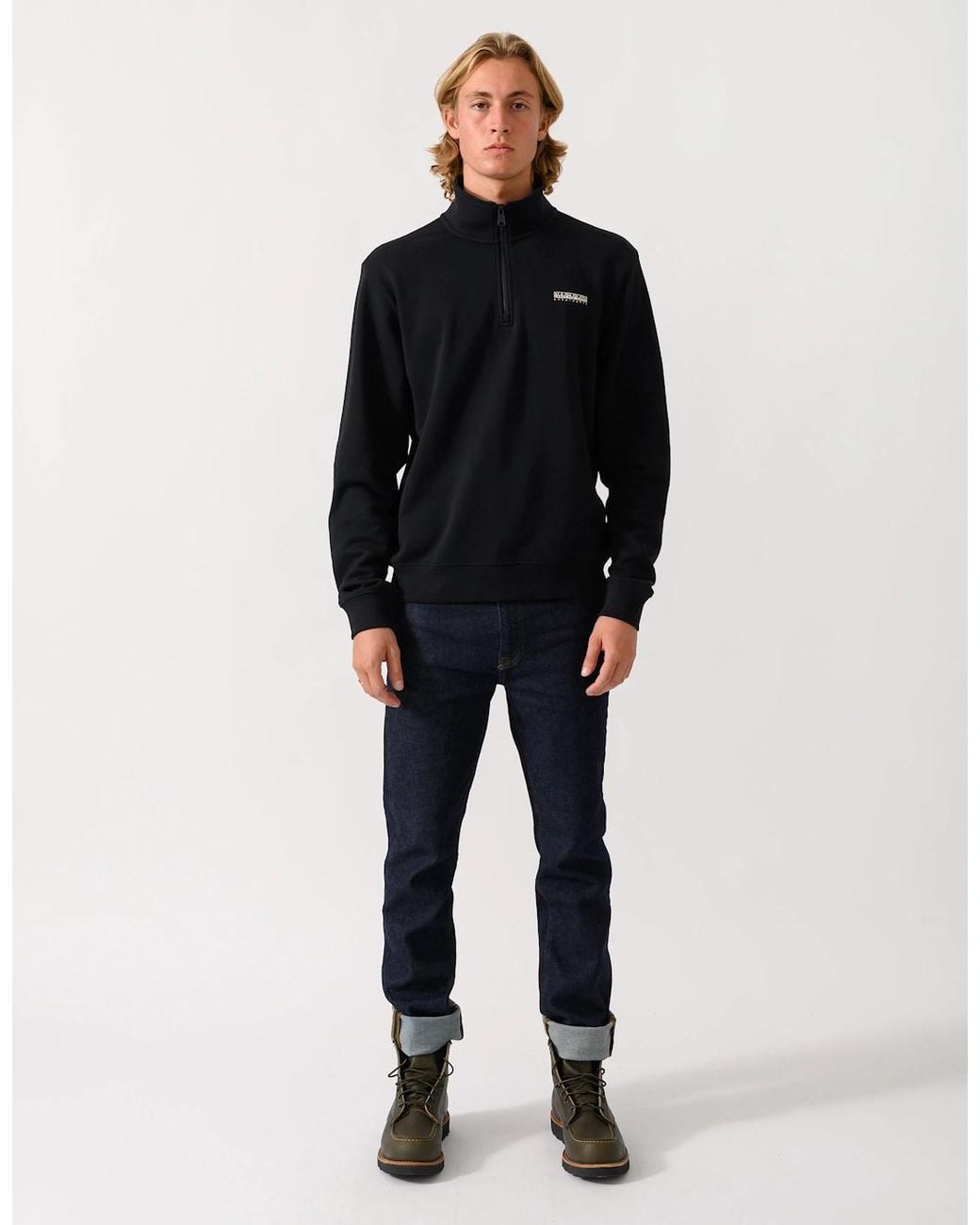 Napapijri Black Small Box Half Zip Sweatshirt for men