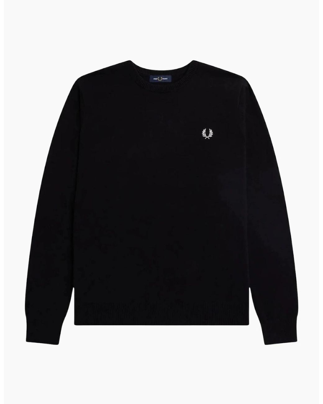 Fred Perry Black Graphic Laurel Wreath Jumper for men