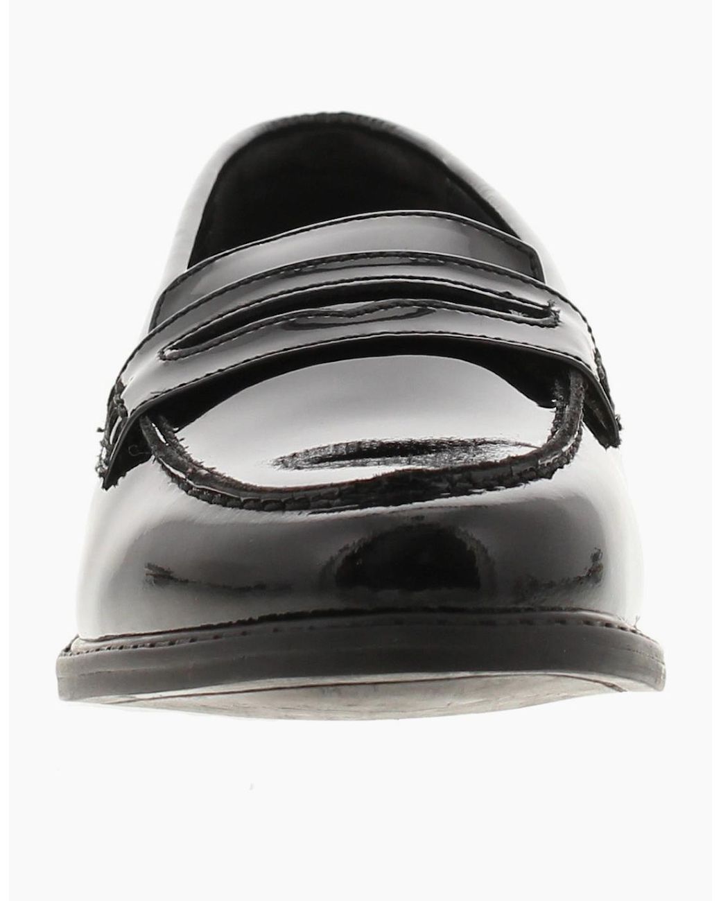 Hush Puppies Black Shoes Flat Vienna Leather Patent Uk Size