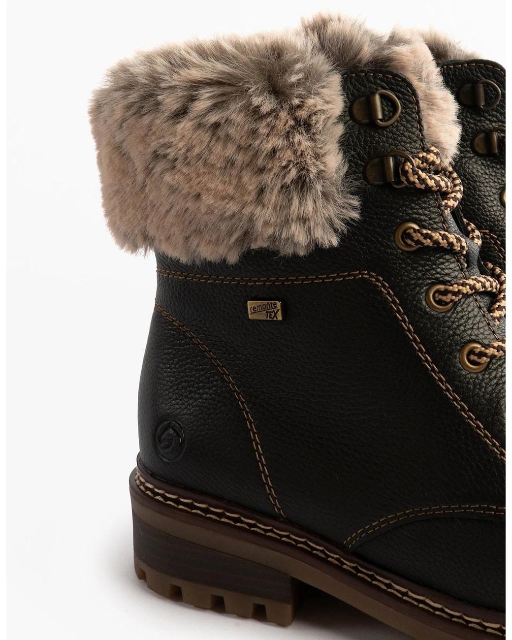 Remonte Black D0B74-01 Fur Ankle Boots