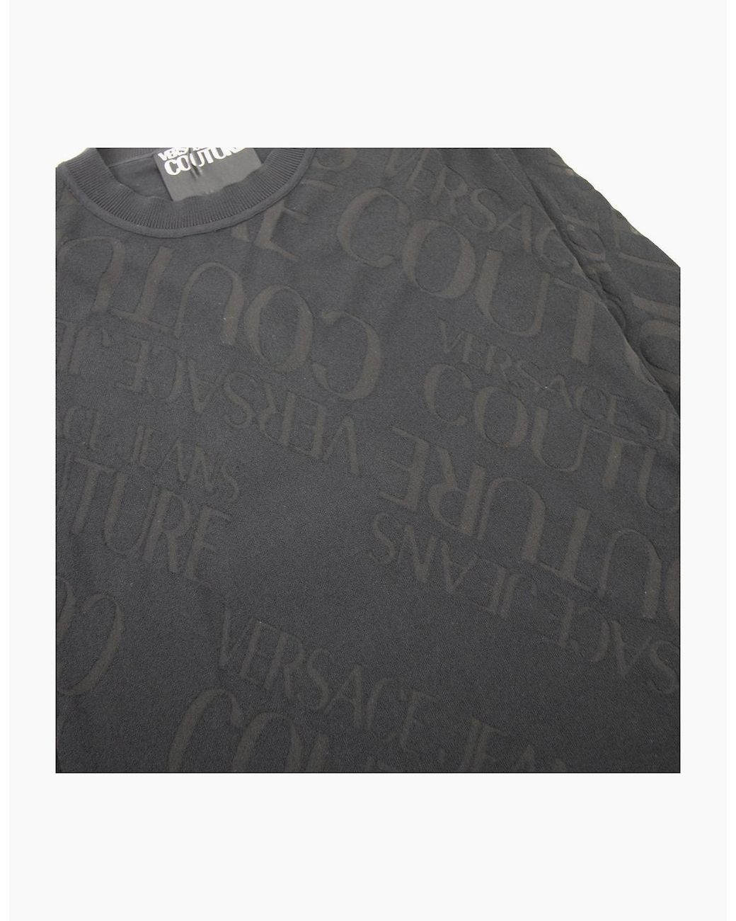 Versace Gray Jeans Couture Embossed Writing Knitted Jumper for men
