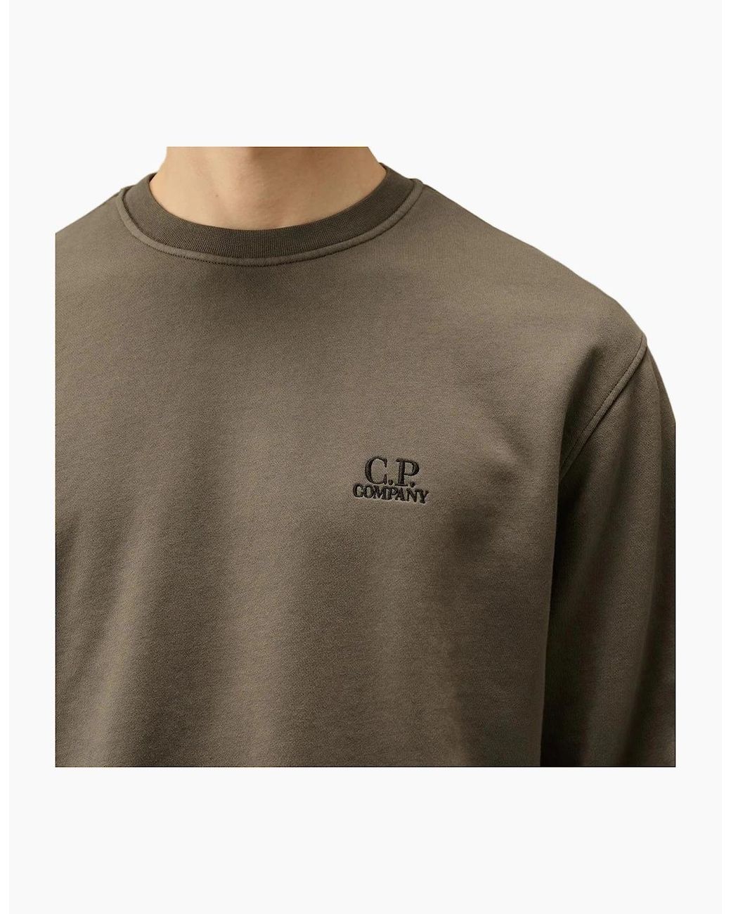 C P Company Brown Diagonal Fleece Resist Dyed Logo Sweatshirt for men