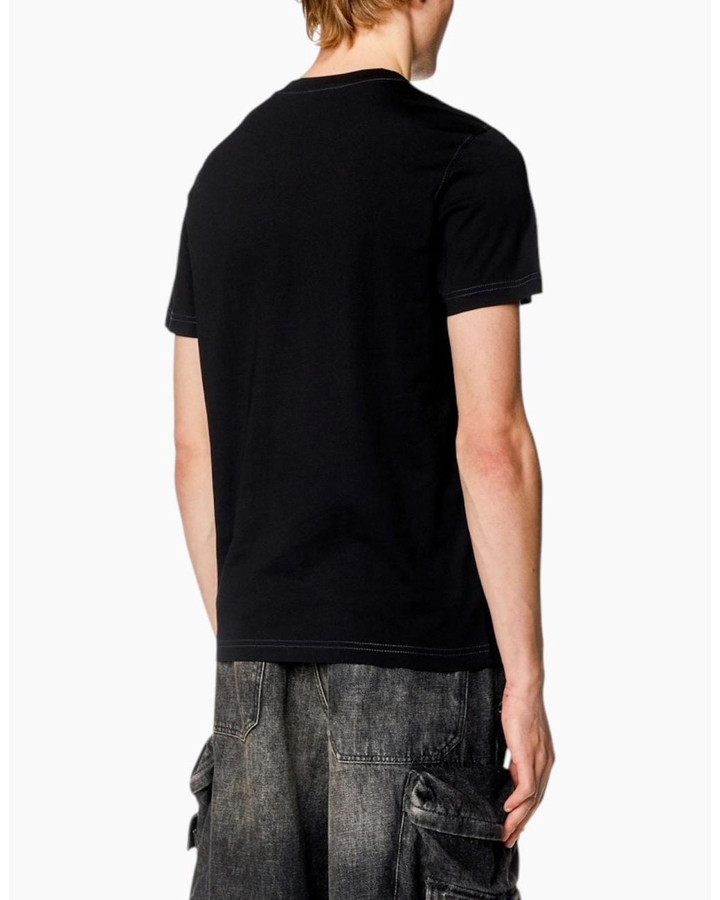 DIESEL Black T Shirts Diegor K74 Graphic Logo Tee for men