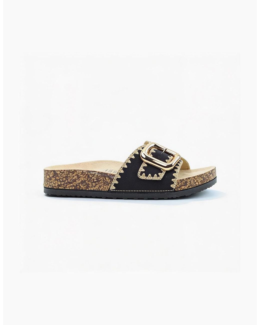 Heavenly Feet Black Reed Mules Sandals
