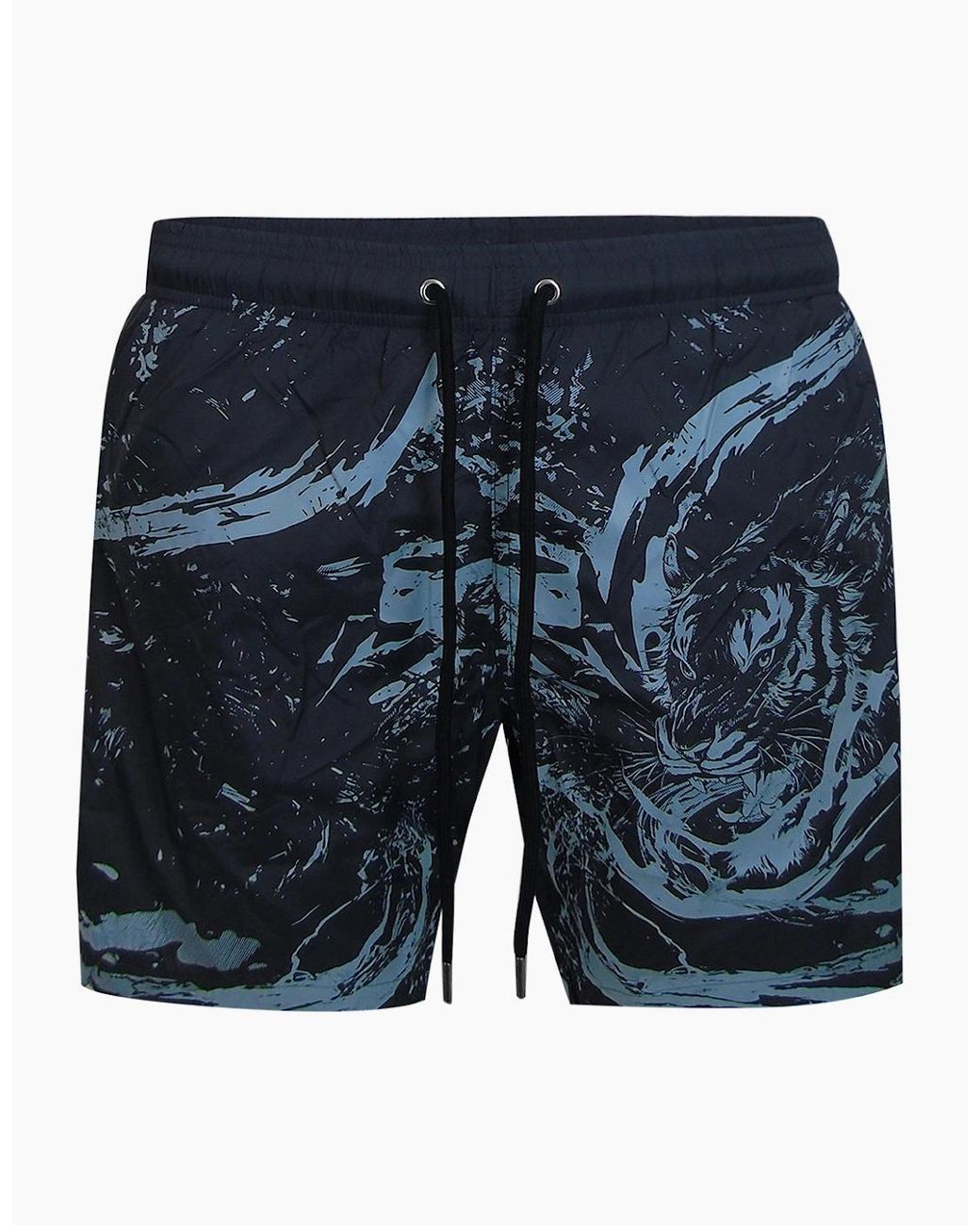 Philipp Plein Blue Plein Sport Water Tiger Logo Medium Boardshort Dark Swim Shorts