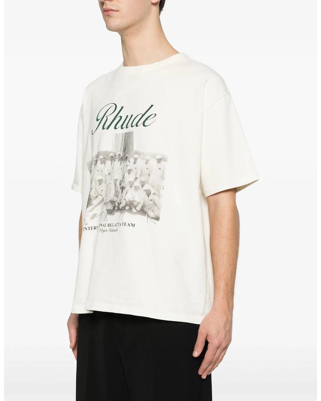 Rhude White Script Printed T-Shirt for men