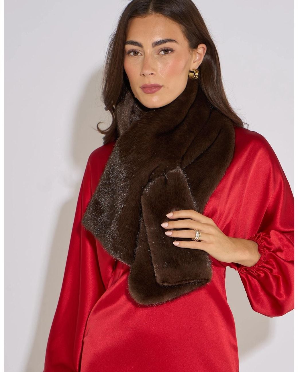 Gini London Red Faux Fur Stole