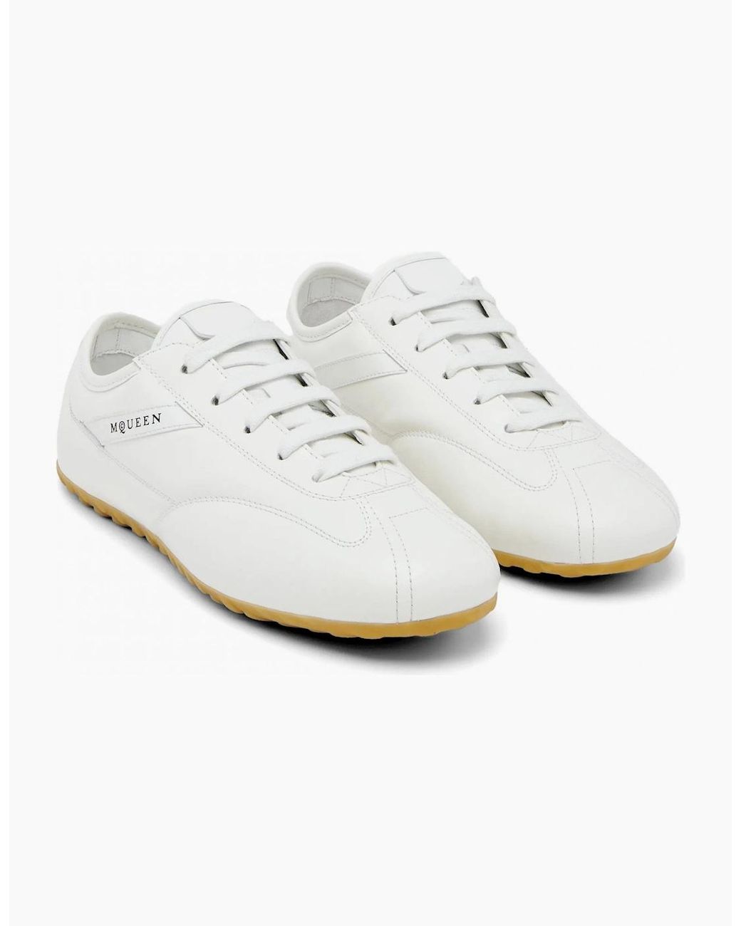 McQueen White Boxe Leather Sneakers for men