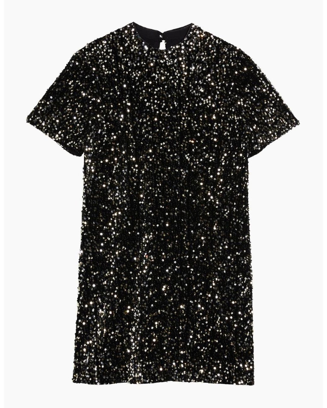 Ted Baker Black Audriyy Velvet Sequin Mini Dress