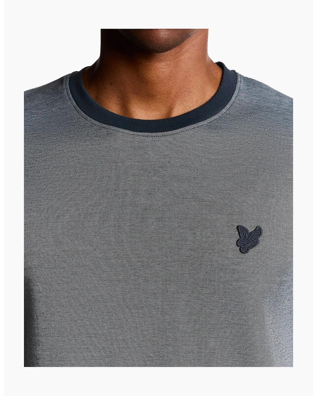 Lyle & Scott Blue Lyle & Scott Two Tone Pique T-Shirt Chambray for men