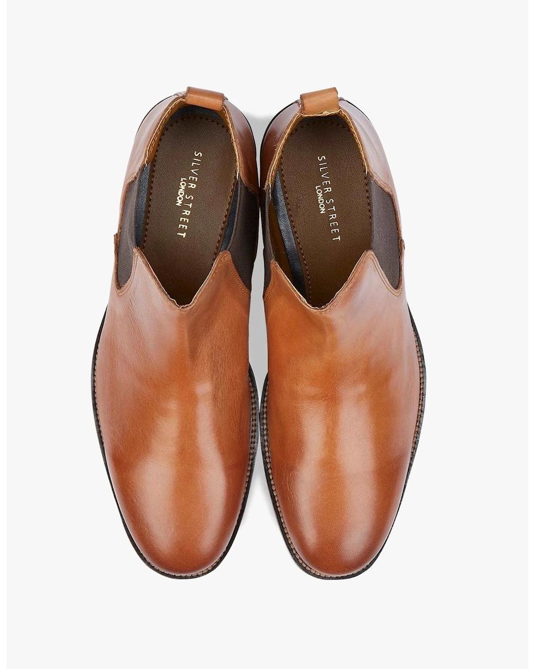Silver Street London Brown Argyll Chelsea Boots Tan for men