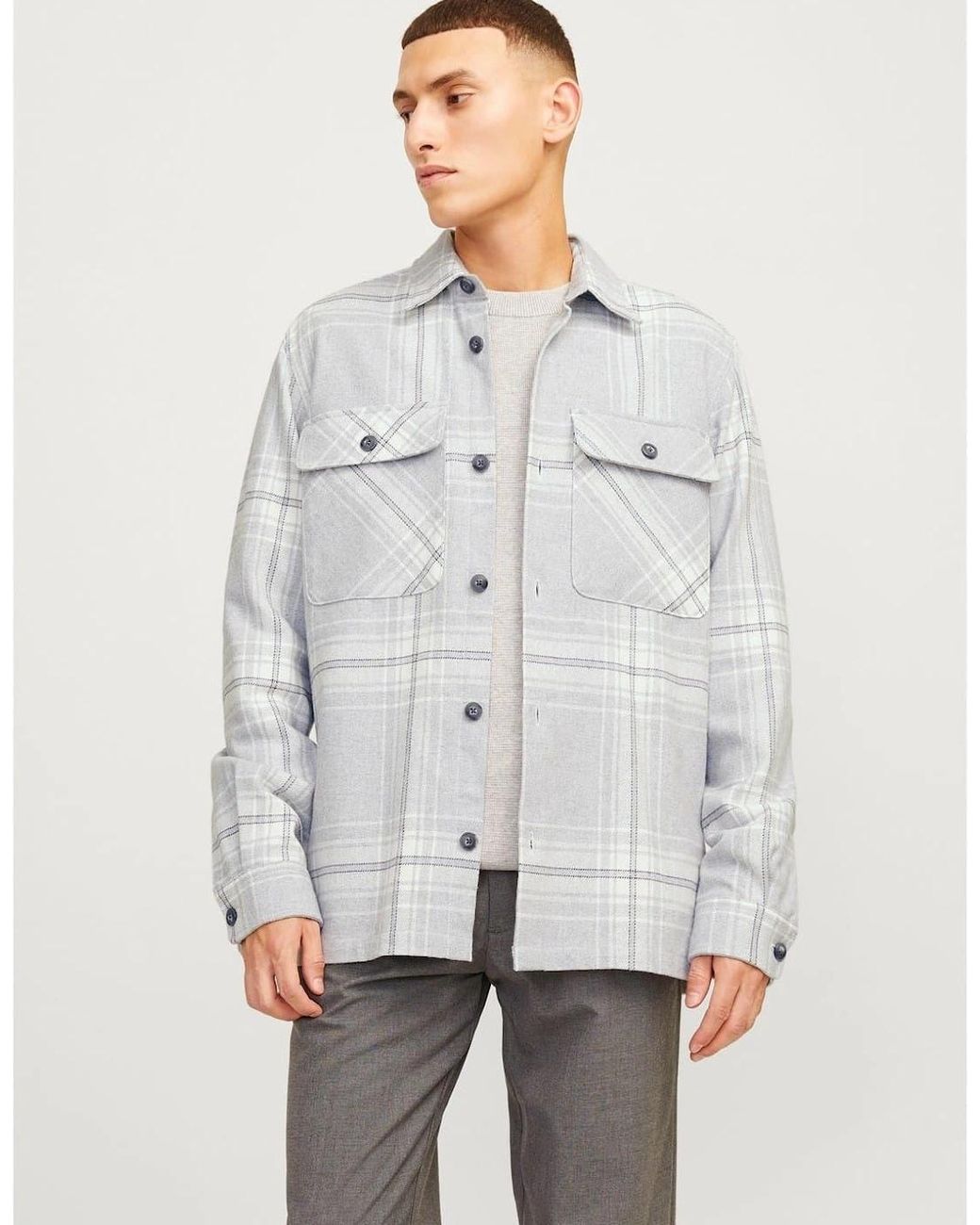 Jack & Jones Gray Raymond Regular Fit Long Sleeve Shirt for men
