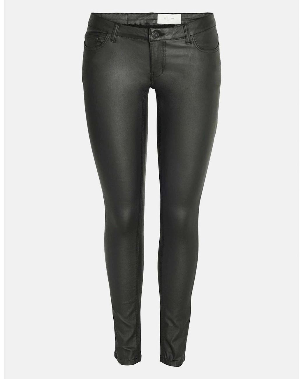 Noisy May Black Coated Solid Patterned Five Pocket Pants
