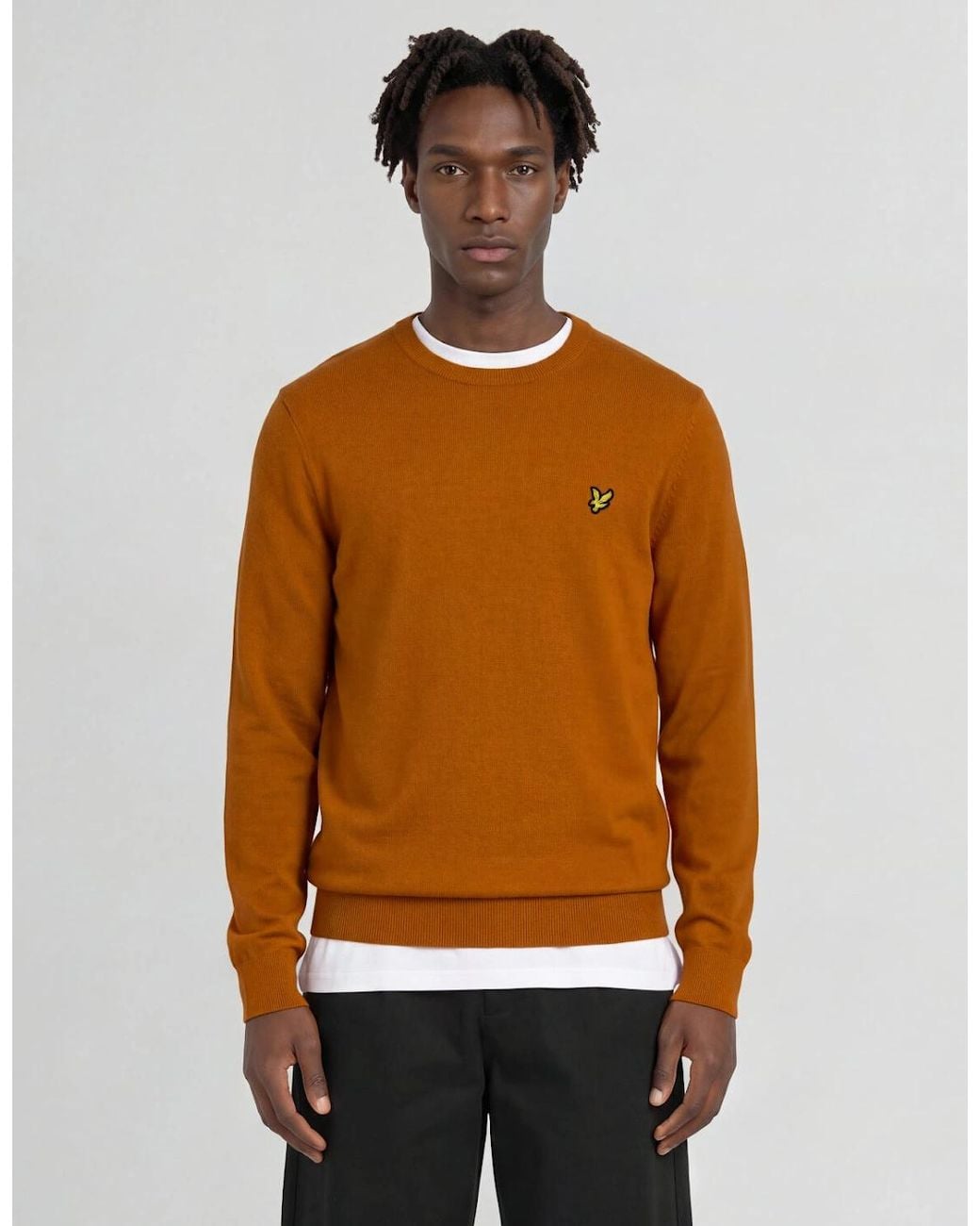 Lyle & Scott Brown Cotton Merino Crew Neck Jumper for men