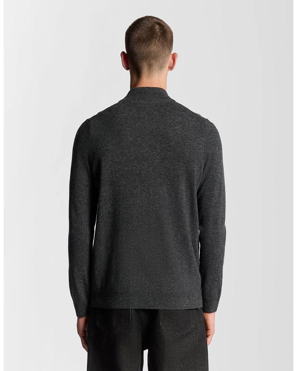 Lyle & Scott Black Lambswool Blend Zip Cardigan for men