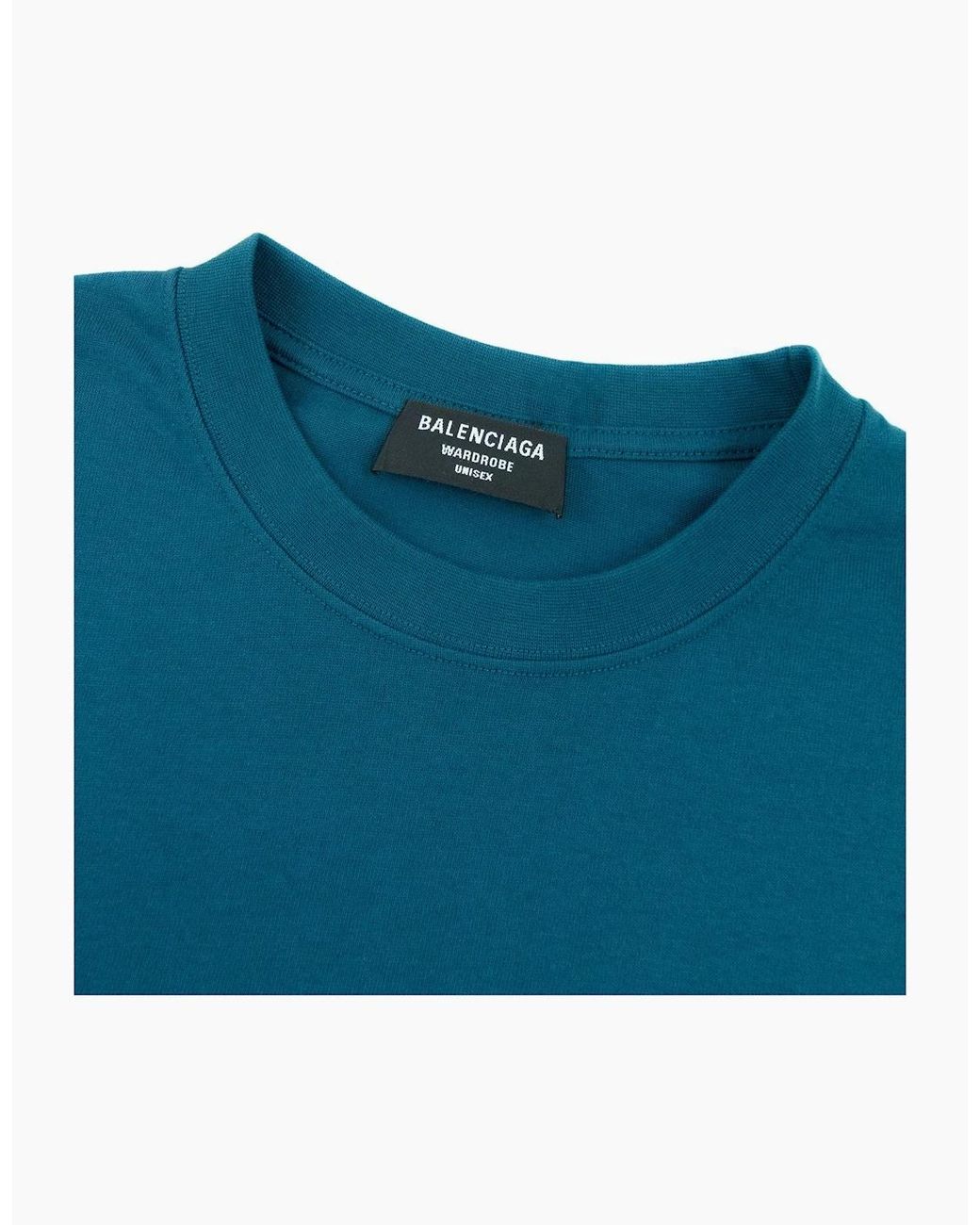 Balenciaga Blue Logo Crewneck T Shirt 9567 for men