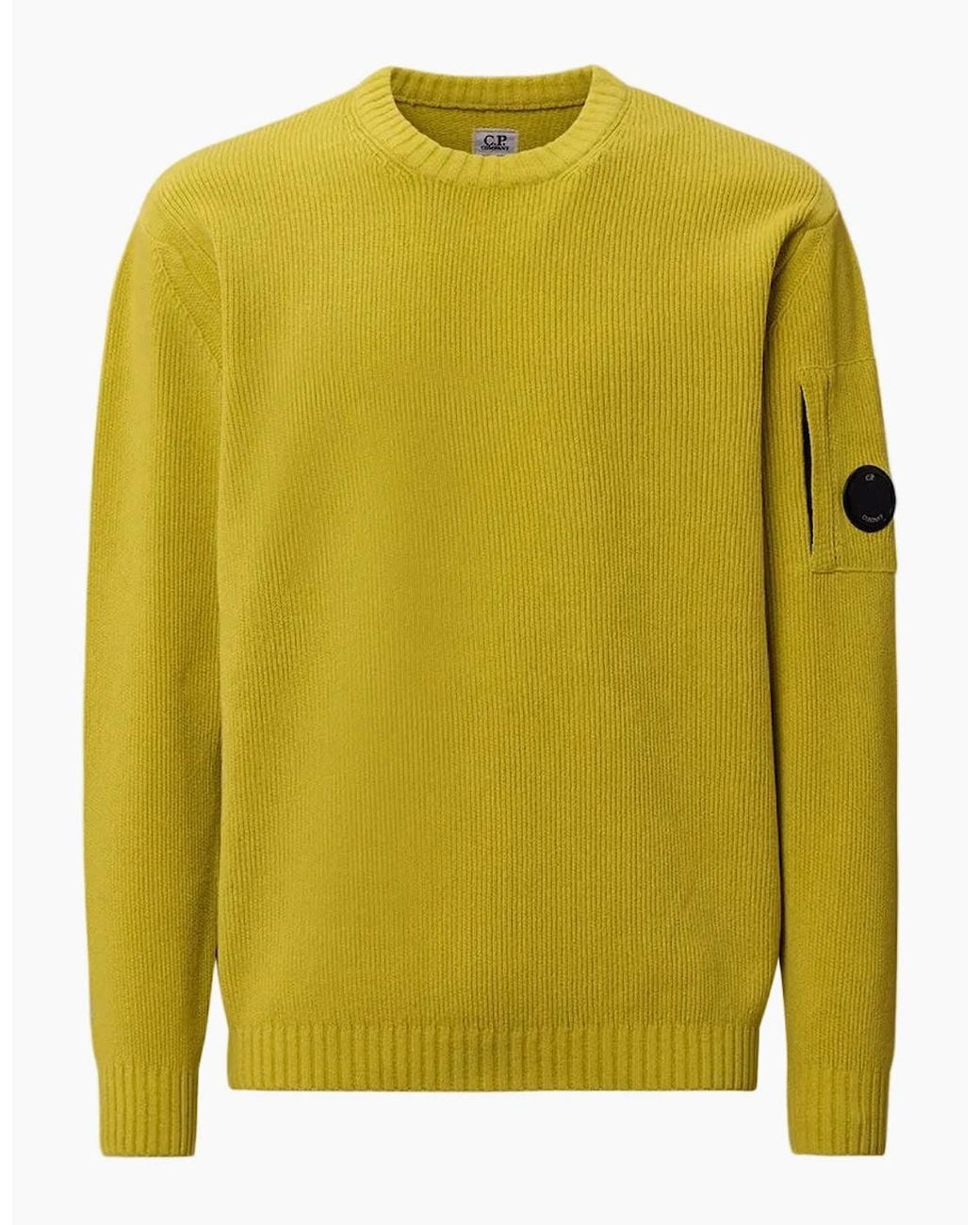 C P Company Green Chenille Crewneck Lens Knit for men