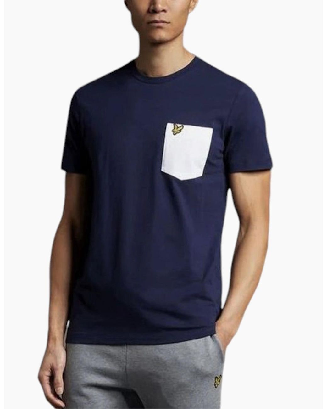 Lyle & Scott Blue Lyle & Scott T Shirts Pocket Logo Crew Neck Summer Beach Cotton Tee New for men